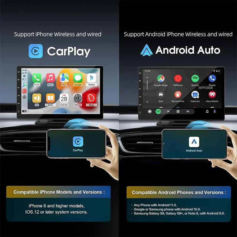 Autoradio CarPlay Android 9" avec écran tactile IPS, Bluetooth